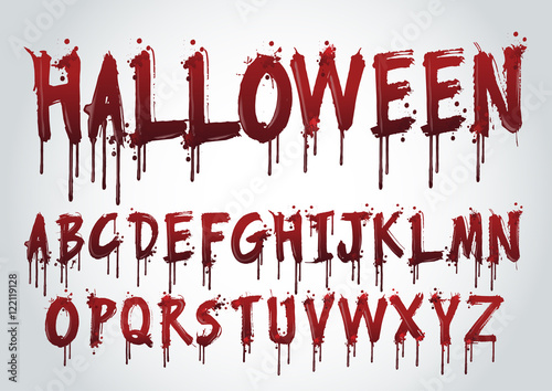 Halloween Splash Alphabet.-vector illustration.