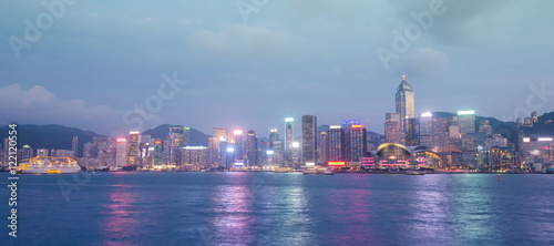 Canvas Print Hong Kong city, view from Victoria Harbour