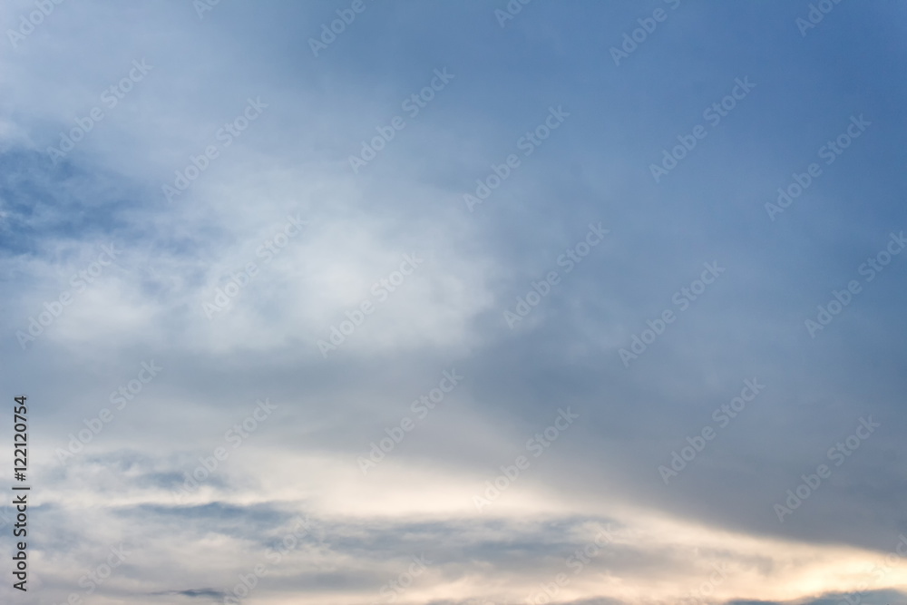 blue sky with cloud  and motion raincloud on clouds white and space for add text above 