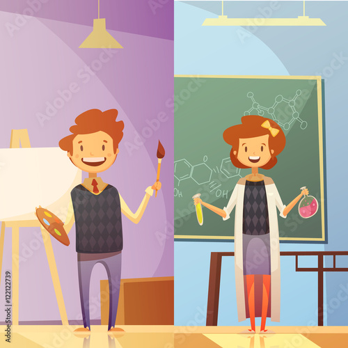 Kids Education 2 Vertical Cartoon  Banners 