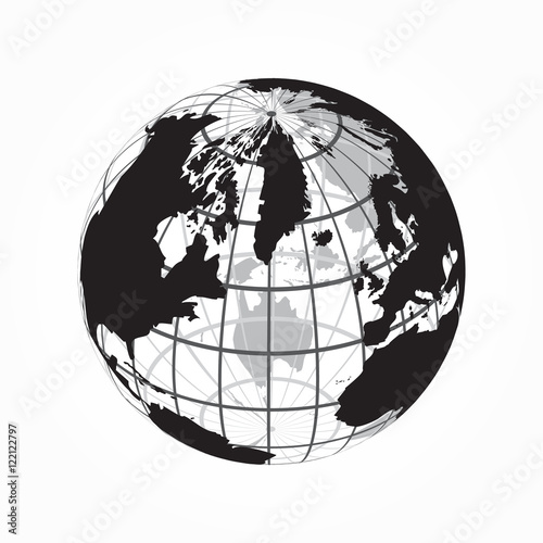 around the world ( outline of world map with latitude and longitude )