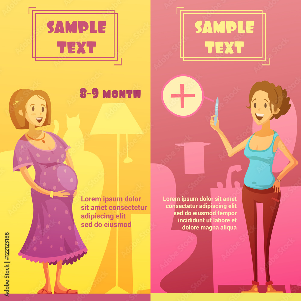 Pregnancy 2 Vertical Retro Banners Set Pregnancy 2 Vertical Retro Banners Set