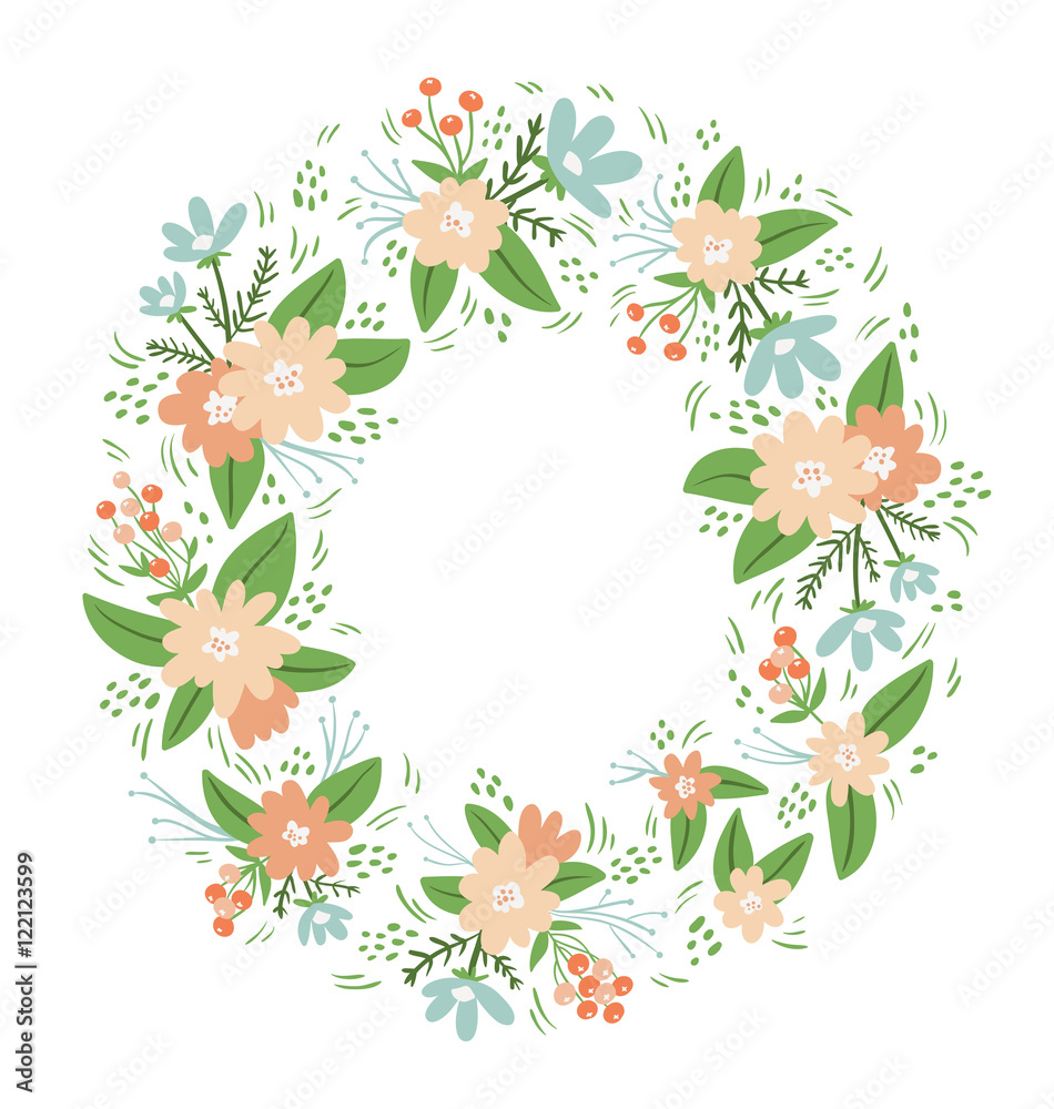 Obraz premium Vintage floral compositions wreath frame