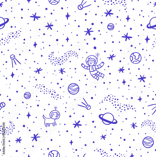 Space doodle seamless pattern background