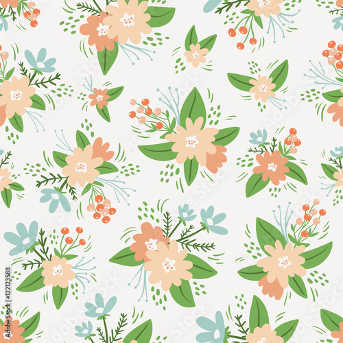 Vintage floral compositions seamless pattern