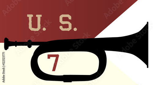 US 7th Cavalry Ensign And Bugle
