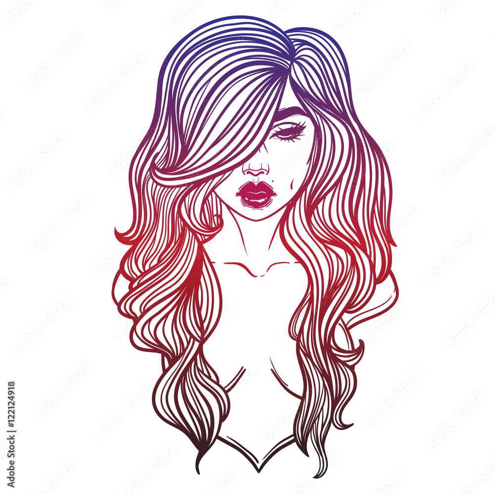 Vampire Girl Line Art. Hand drawn vector illustration. Black line on white background. Cartoon style. Could be used as design for coloring book or as part of Halloween decor. Vampire Girl Line Art. Hand drawn vector illustration. Black line on white background. Cartoon style. Could be used as design for coloring book or as part of Halloween decor.