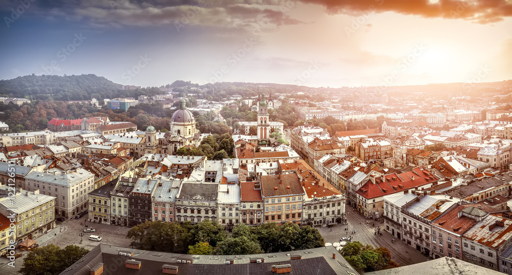 Panorama of the city of Lvov Ukraine