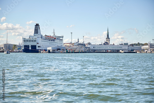 sea port harbor and old town in tallinn city