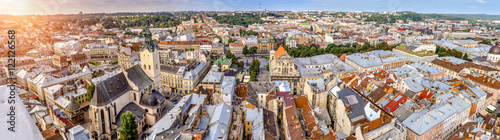 Panorama of the city airview of Lviv Ukraine