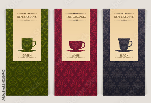 Vector set of templates packaging tea