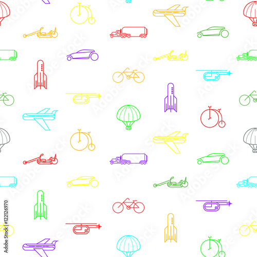 Seamless pattern with transport icons