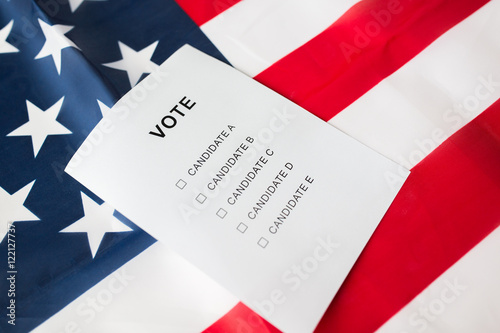 empty ballot or vote on american flag