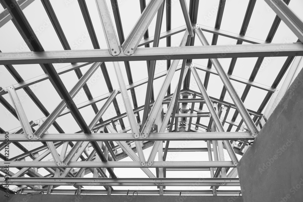 Structure of steel roof. Structure of steel roof.
