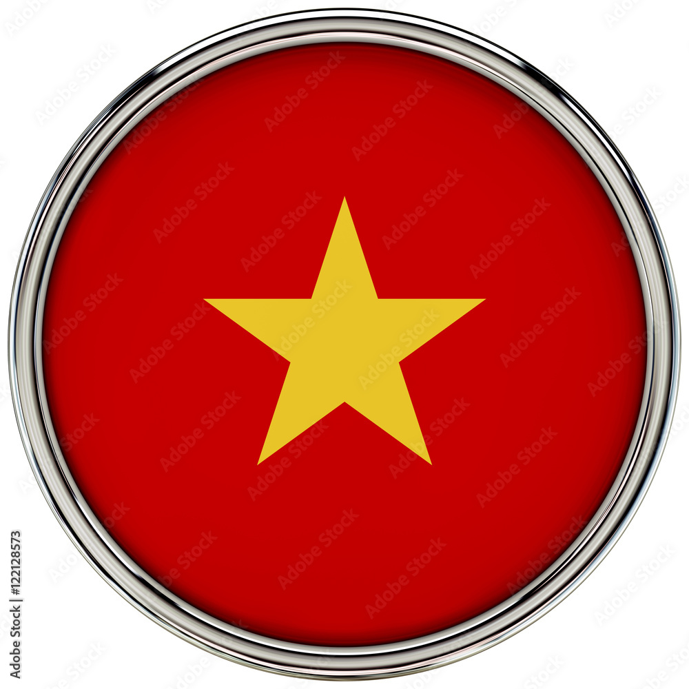 Vietnam Flag Glossy Button/icon (3d rendering). Vietnam Flag Glossy Button/icon (3d rendering).