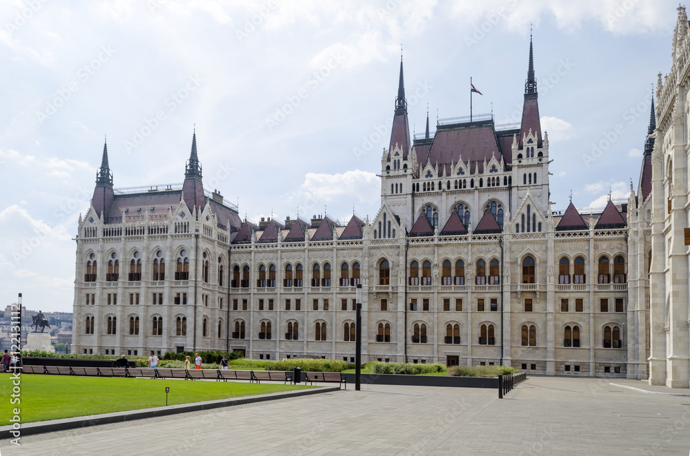 The Parliament building in Budapest, Hungary.