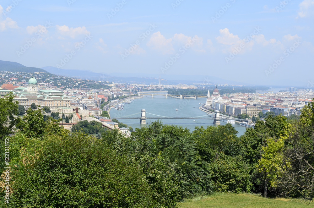 Panoramic view of Budapest from Citadella hill, Hungary