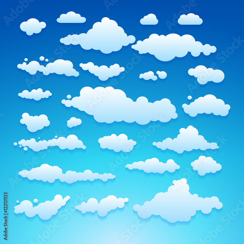 Fototapeta Naklejka Na Ścianę i Meble -  Vector illustration of clouds collection set blue