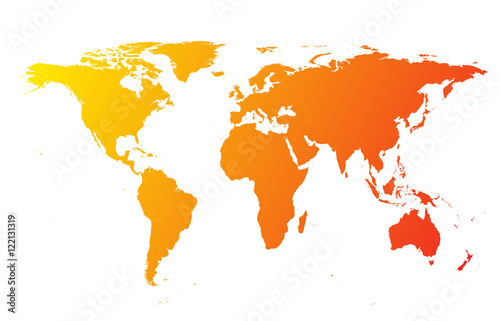world map orange shiny