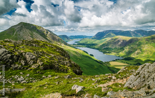 The view from Haystacks overlooking Buttermere, The Lake District, Cumbria, England photo