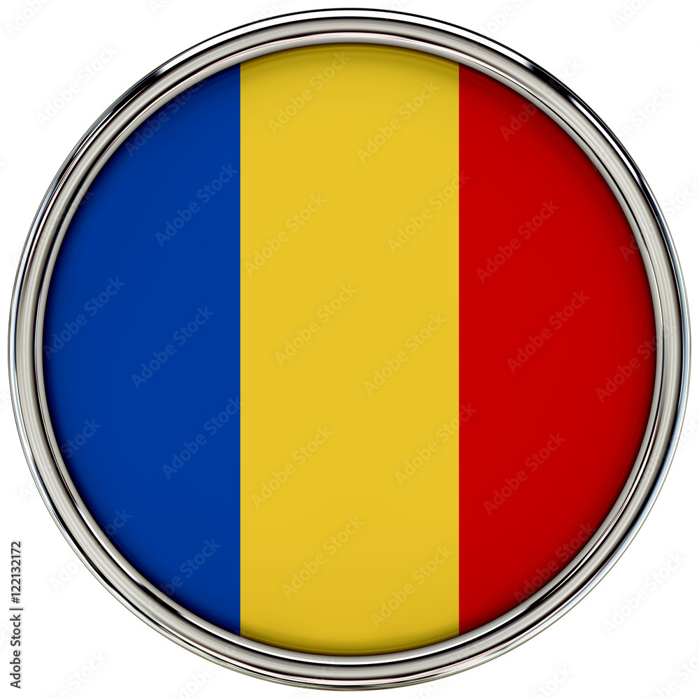 Fototapeta premium Chad Flag Glossy Button/icon (3d rendering).