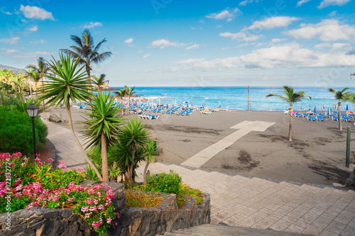 beach Playa Jardin, of Puerto de la Cruz de Tenerife, Spain © neirfy