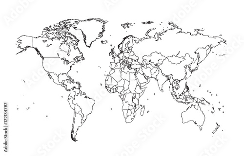 world map with borders black color