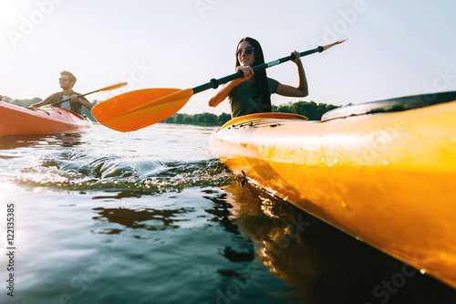 Couple kayaking.