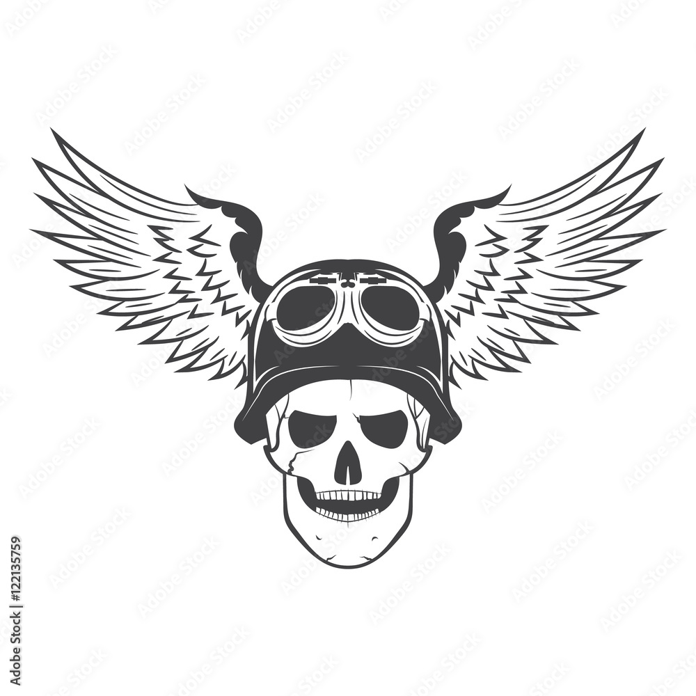 skull in helmet with wings. the soul of a biker. skull in helmet with wings. the soul of a biker.