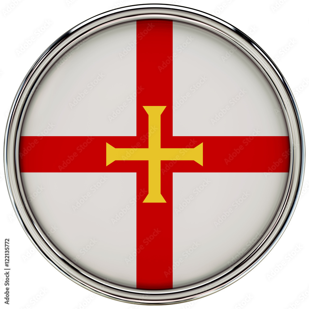 Fototapeta premium Guernsey Flag Glossy Button/icon (3d rendering).
