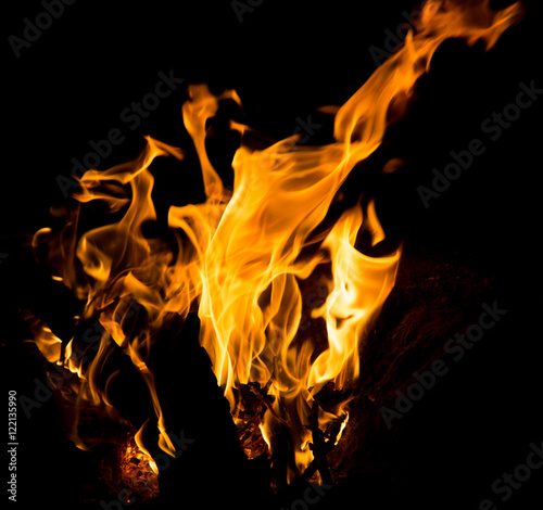 fire with sparks on a black background