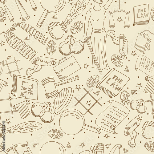 Set law and justice vector seamless retro