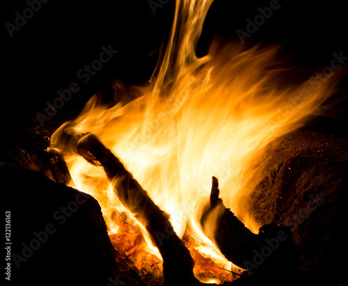 fire with sparks on a black background