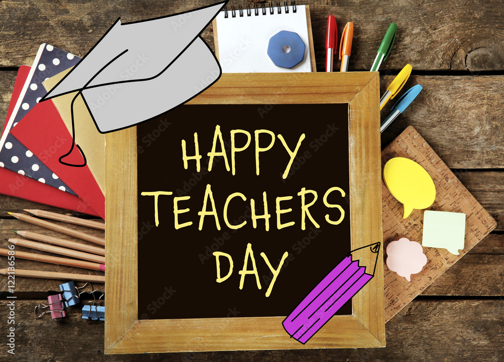 Teachers day concept. Text on chalkboard Stock Photo | Adobe Stock