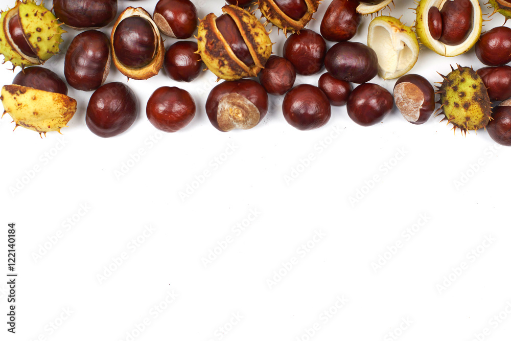 Kastanien als Herbstdeko, isoliert Kastanien als Herbstdeko, isoliert
