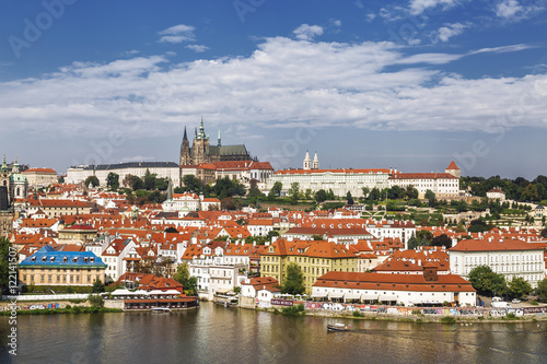PRAGUE, CZECH Republic - SEPTEMBER 07, 2014:: top View on Hradcany and Vltava river, Prague, Czech Republic
