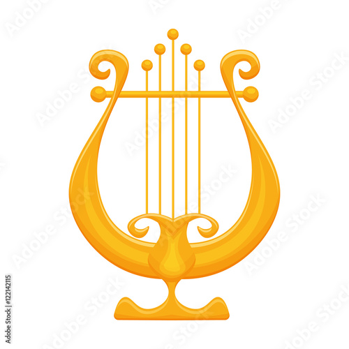 Golden Lyre vector illustration isolated on white background