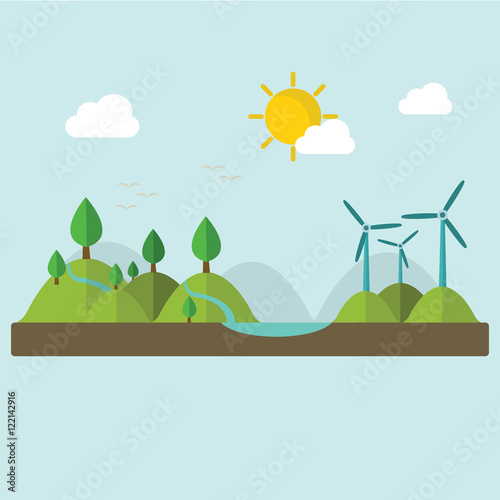Renewable energy like hydro, solar, geothermal and wind power generation facilities