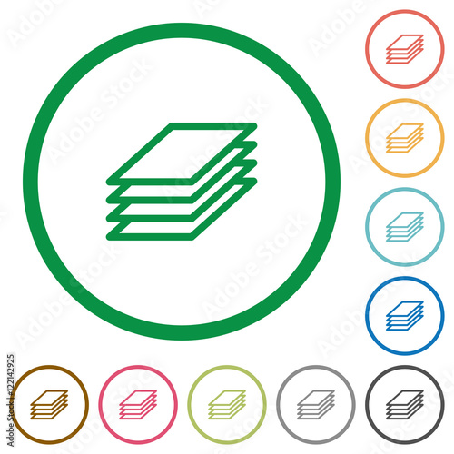 Printing papers outlined flat icons