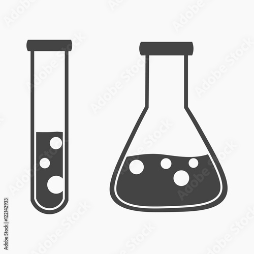 Test tube and retort icon cartoon. Single education icon from the big school, university set.
