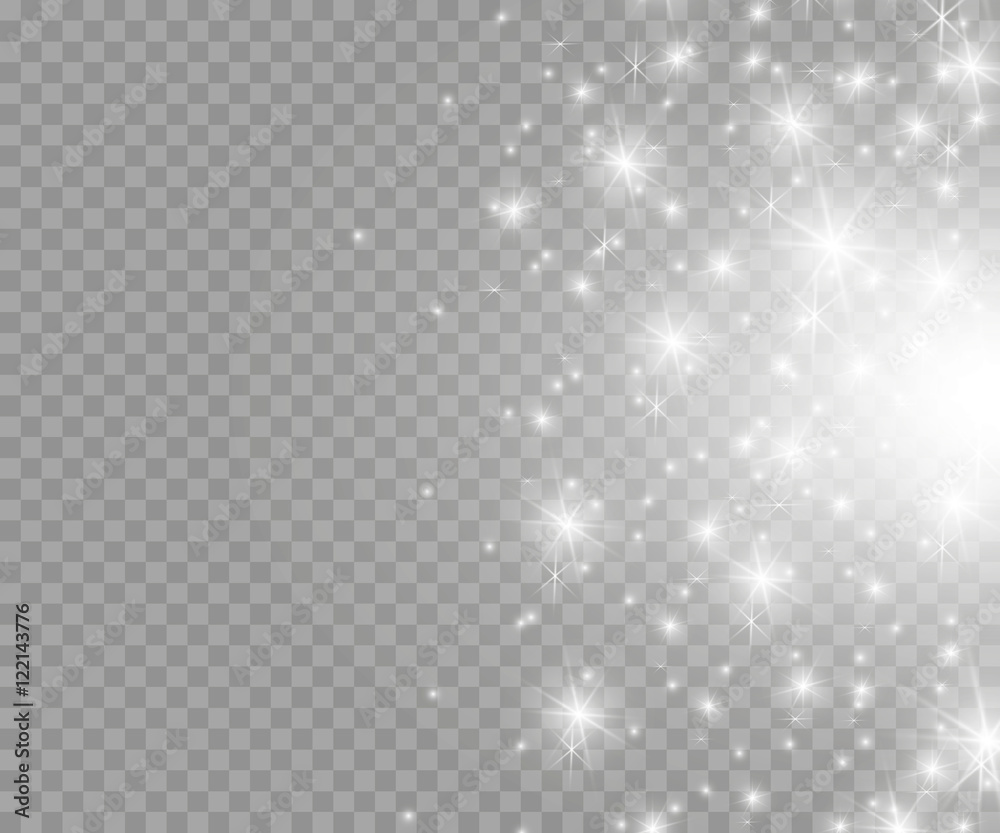 Vector glowing stars, lights and sparkles. Transparent effects - obrazy, fototapety, plakaty 