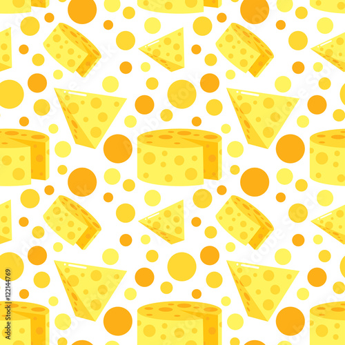 Seamless Pattern With Cheese. Vector Dairy Illustrations.