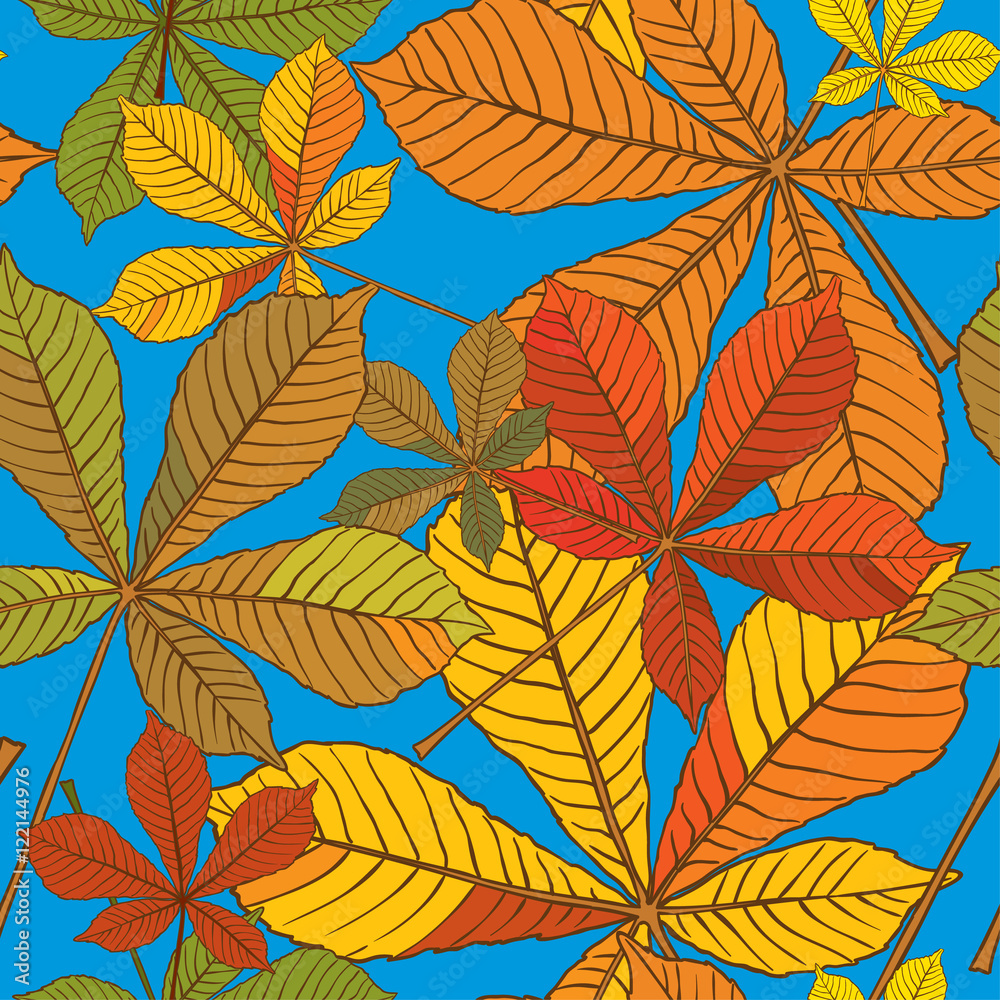 Seamless texture of the leaves of the chestnut