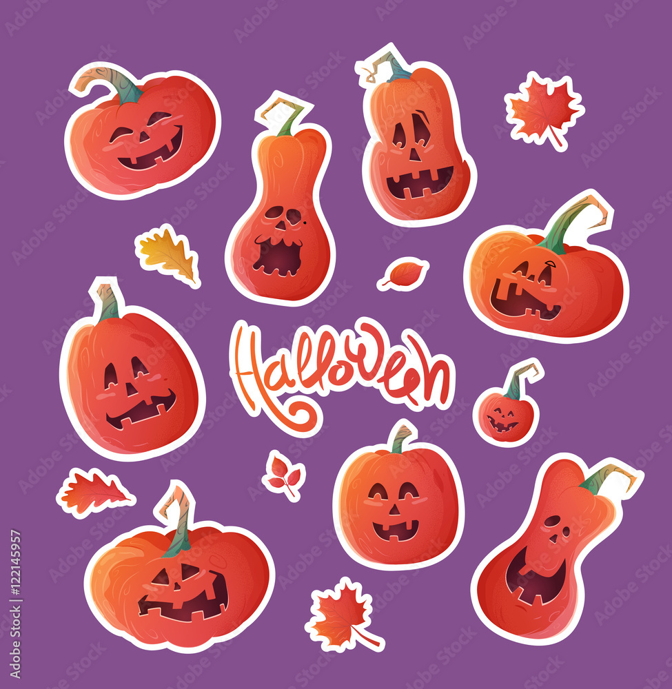Set of stickers for Halloween. Set of stickers for Halloween.