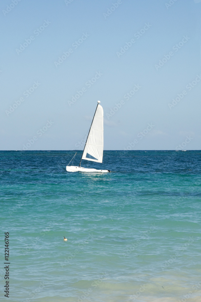 Obraz premium Sailing boat - a catamaran in the Atlantic Ocean