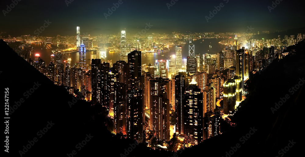 Naklejka premium Hong Kong City : Night time.