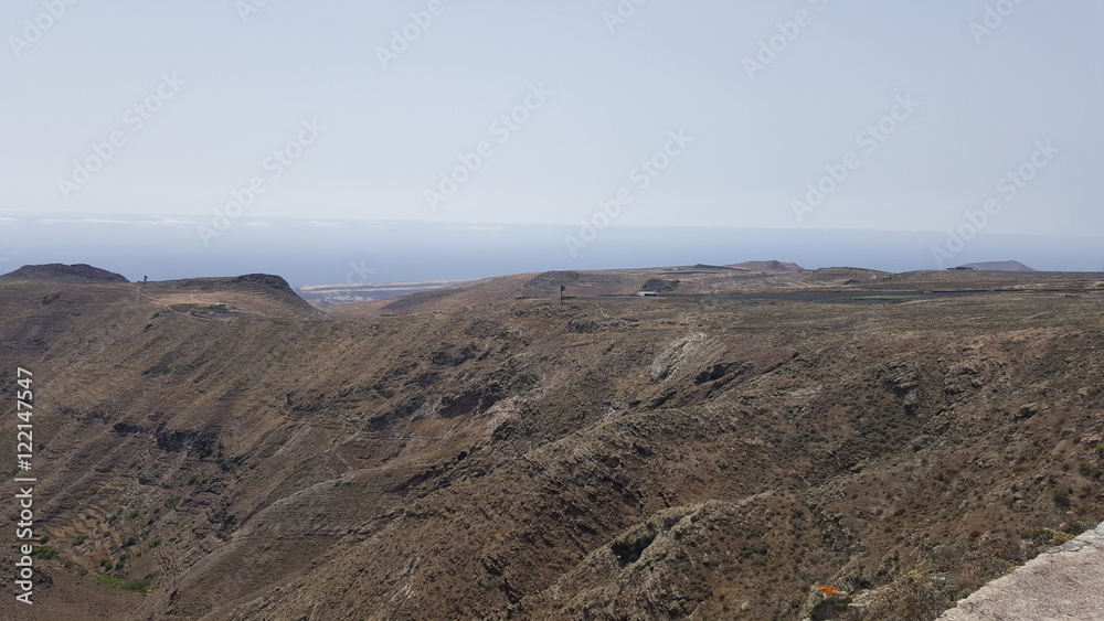 Beautiful panorama overview over the Canary Island of Lanzarote