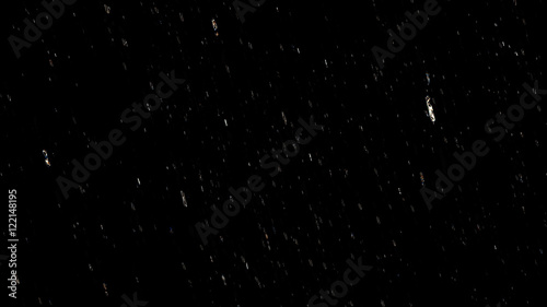 Falling raindrops footage animation in slow motion on black background, black and white luminance matte, rain animation with start and end, perfect for film, digital composition, projection mapping