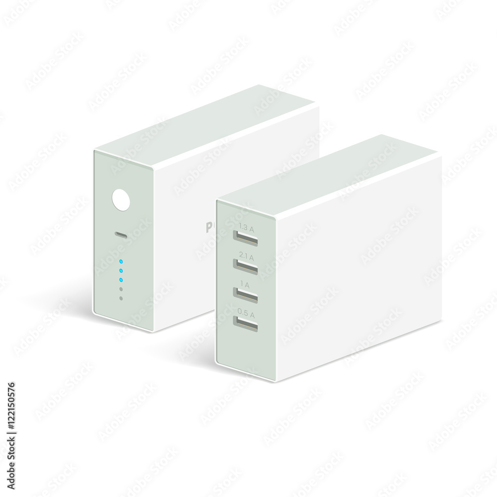 vector powerbank icon on white background. Isometric view. Flat style design. Charging device. vector powerbank icon on white background. Isometric view. Flat style design. Charging device.