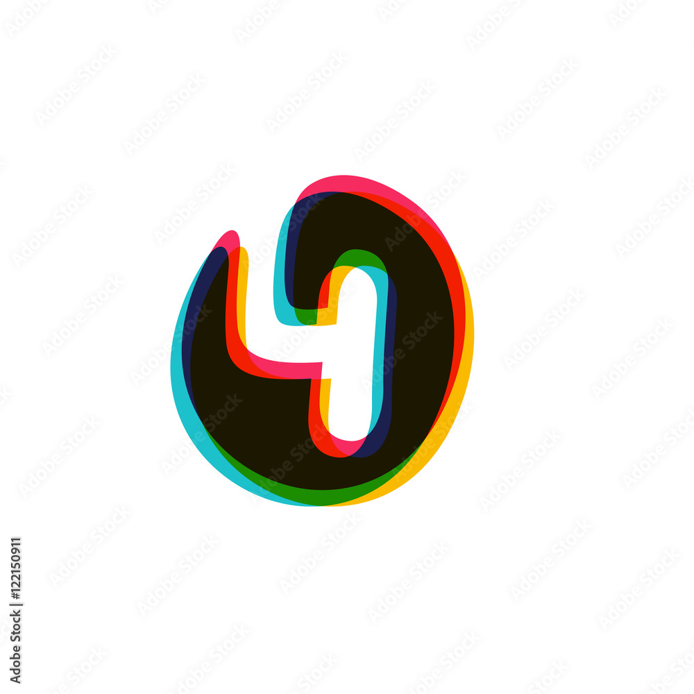 Number four overlay logo with color shift. 4 icon. Number four overlay logo with color shift. 4 icon.